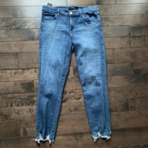J-Brand Skinny Jeans with Distressed Hem - Picture 1 of 2